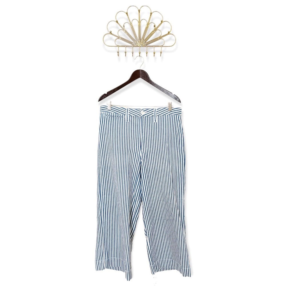 Madewell Emmett Wide Leg Crop Pants in Herringbone Railroad Stripe